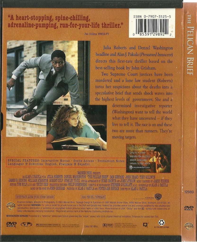 The Pelican Brief DVD movie collectible [Barcode 7321931129893] - Main Image 2