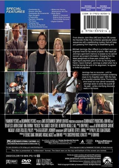 Paycheck Digital Copy movie collectible [Barcode 0097363380344] - Main Image 2
