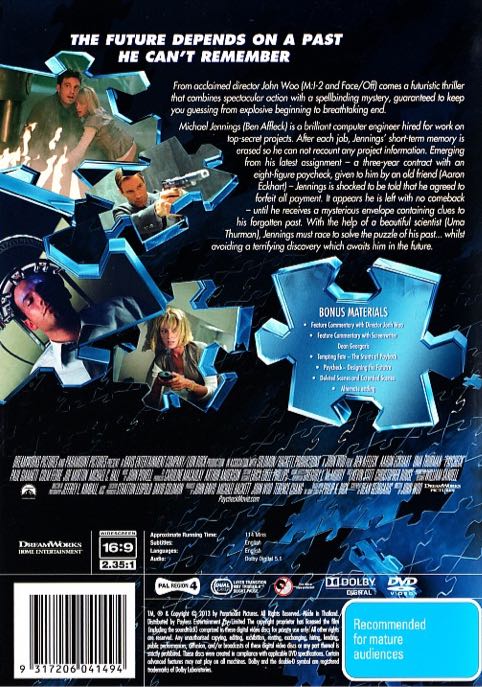 Paycheck DVD movie collectible [Barcode 9317206041494] - Main Image 2