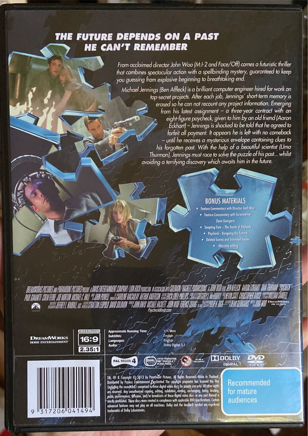 Paycheck DVD movie collectible [Barcode 9317206041494] - Main Image 3