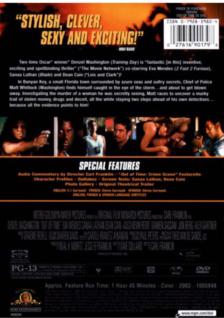 Out of Time DVD movie collectible [Barcode 027616915719] - Main Image 2