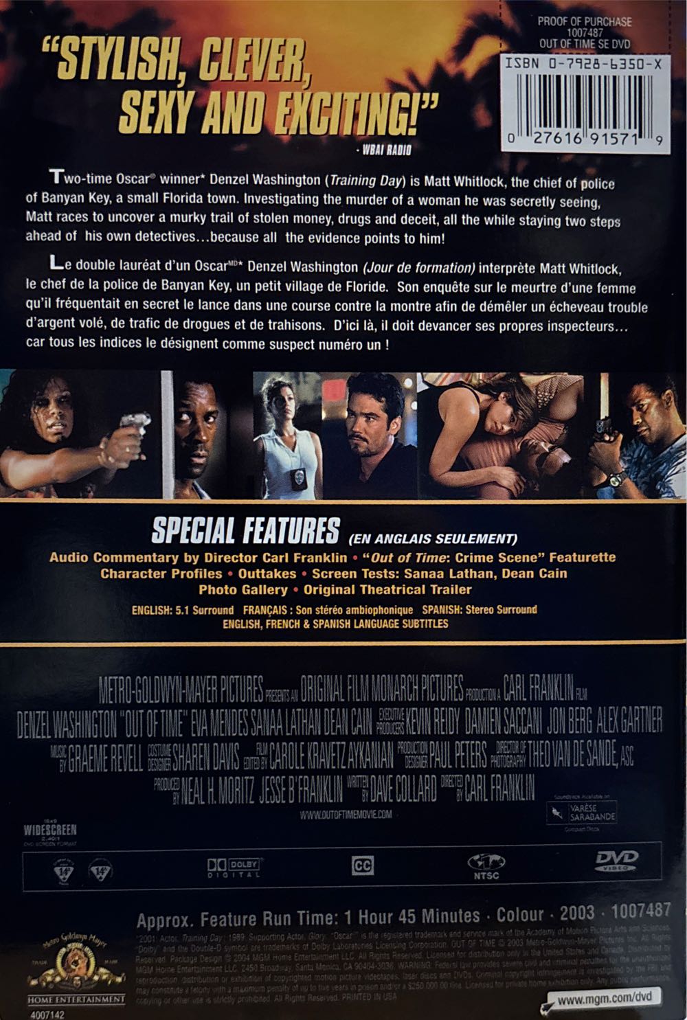 Out of Time DVD movie collectible [Barcode 027616915719] - Main Image 4