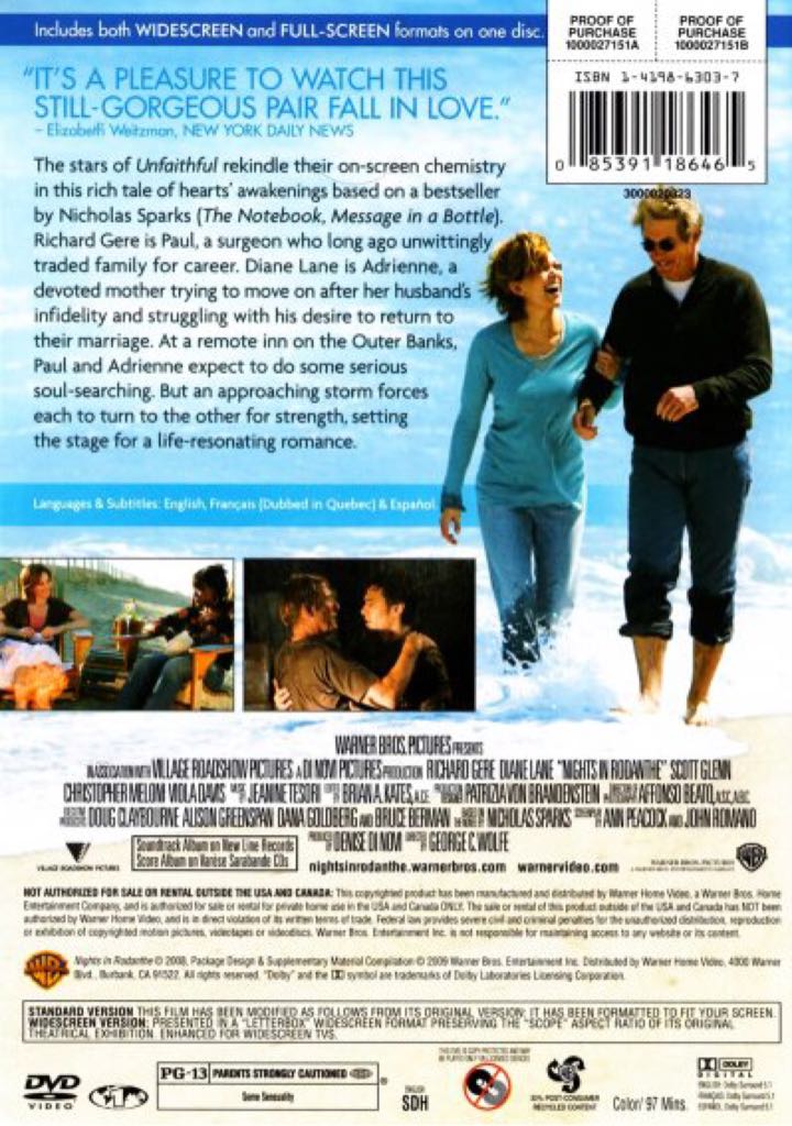Nights in Rodanthe DVD movie collectible [Barcode 5051892001328] - Main Image 2