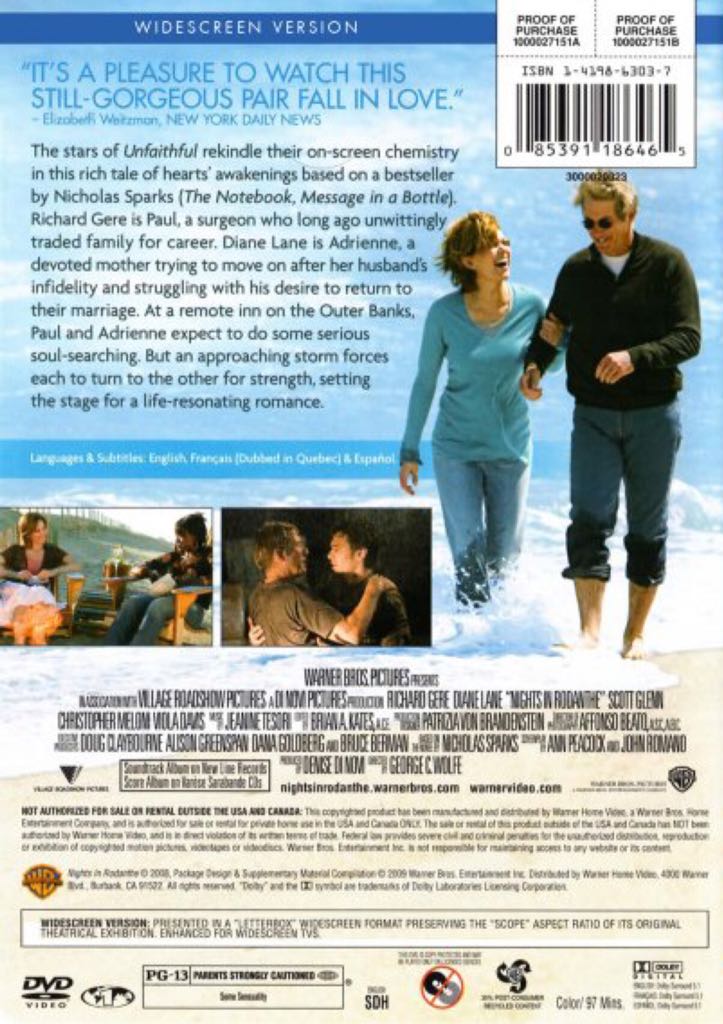 Nights in Rodanthe DVD movie collectible [Barcode 9398710839296] - Main Image 2
