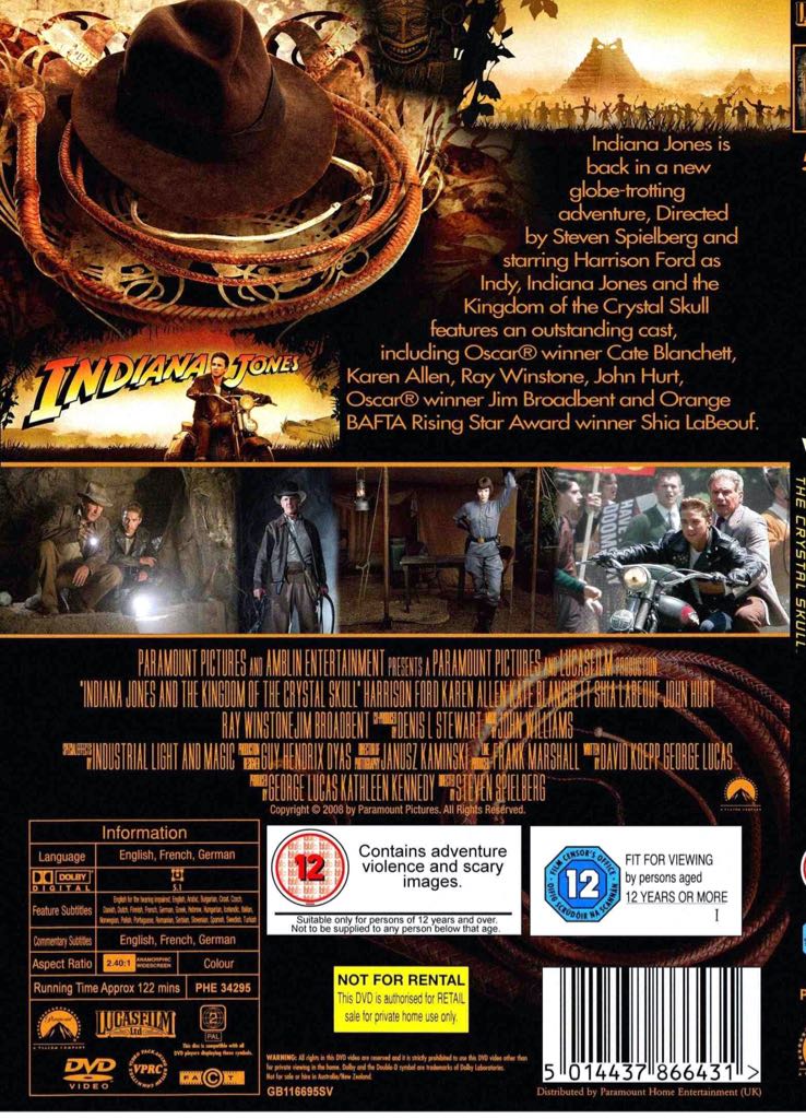 Indiana Jones and the Kingdom of the Crystal Skull DVD movie collectible [Barcode 5014437981530] - Main Image 2