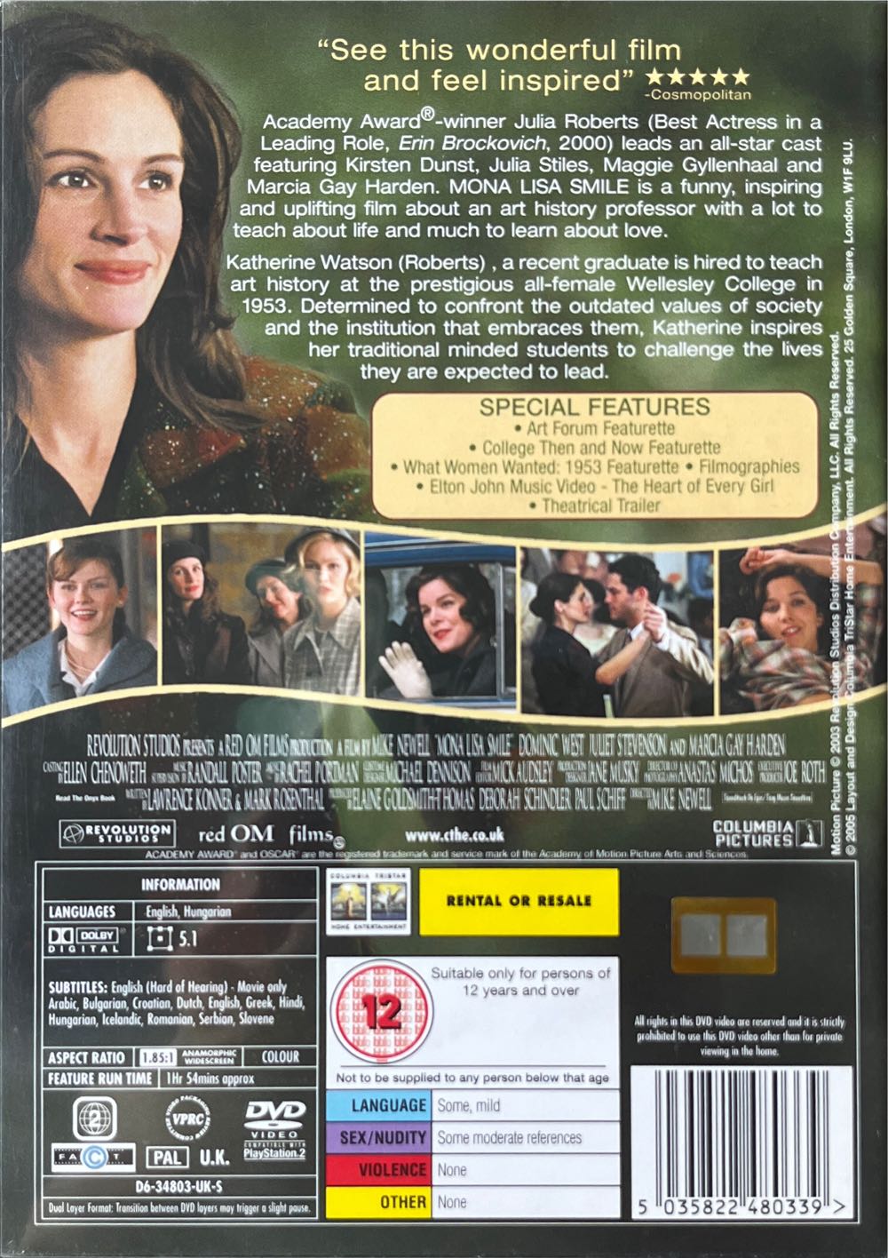 Mona Lisa Smile DVD movie collectible [Barcode 5035822480339] - Main Image 2