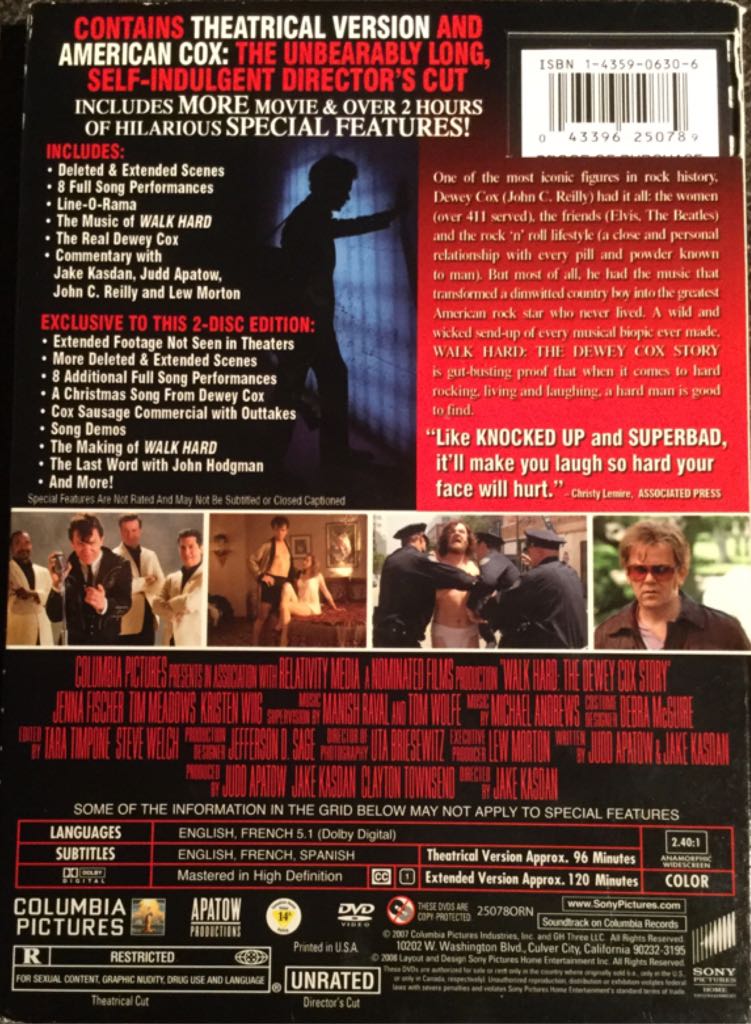 Walk Hard: The Dewey Cox Story.   H24 DVD movie collectible [Barcode 043396250789] - Main Image 2