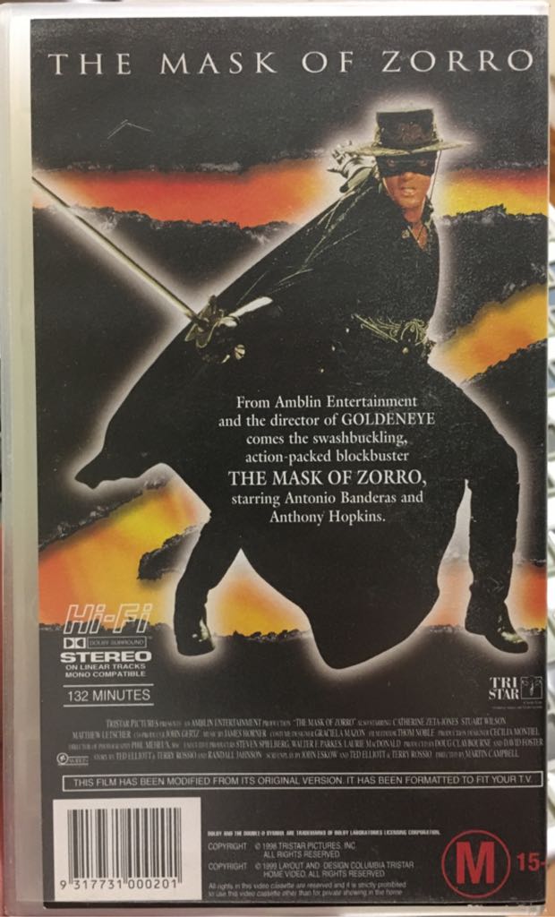 The Mask of Zorro Digital Copy movie collectible [Barcode 043396135666] - Main Image 2