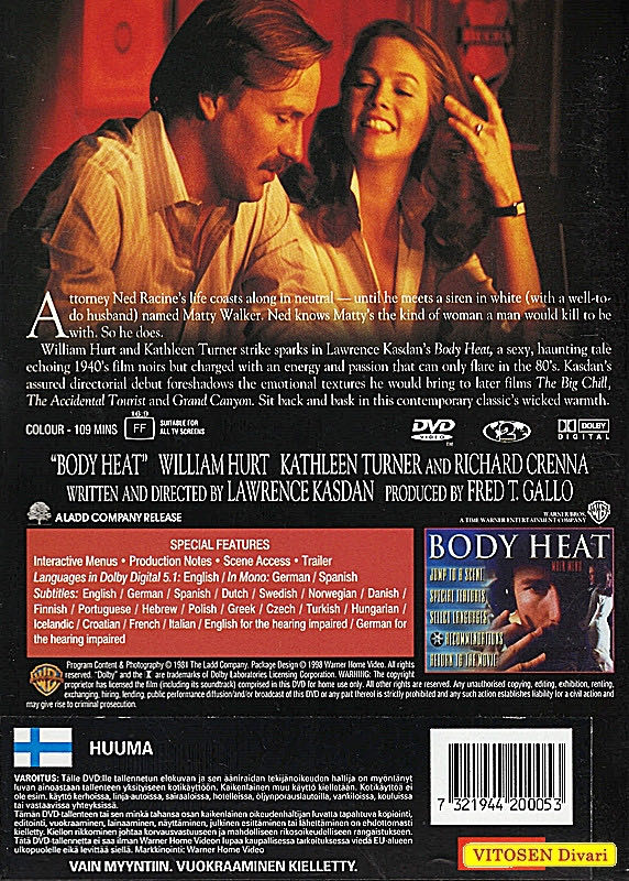 Body Heat Fandango at Home movie collectible [Barcode 83929043606] - Main Image 2