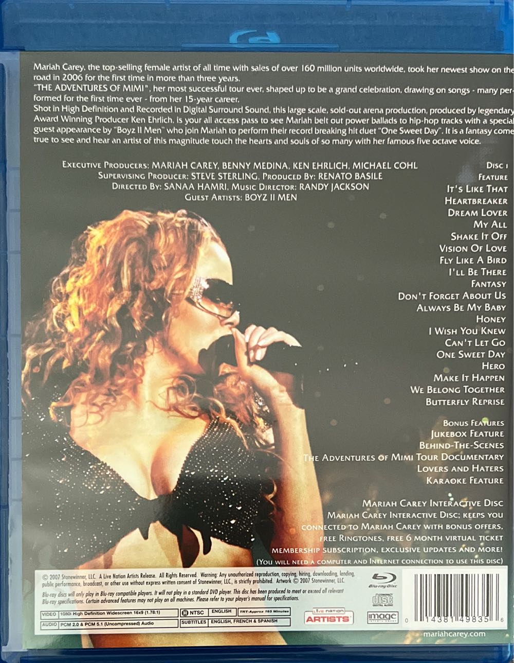 Mariah Carey : The Adventures Of Mimi Blu-ray movie collectible [Barcode 014381498356] - Main Image 2