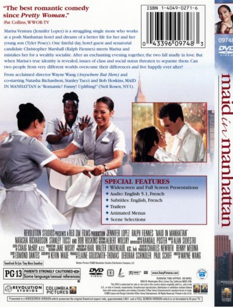 Maid in Manhattan DVD movie collectible [Barcode 043396426573] - Main Image 2