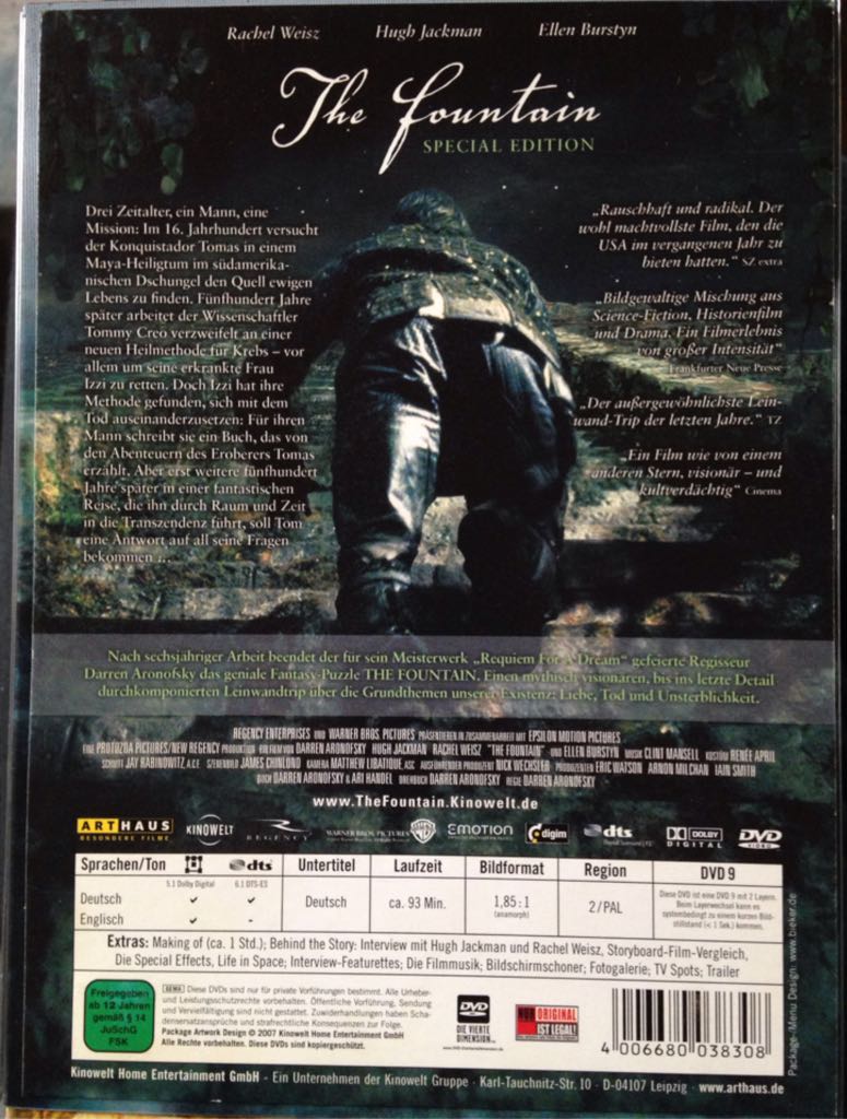 The Fountain DVD movie collectible [Barcode 4006680038308] - Main Image 2