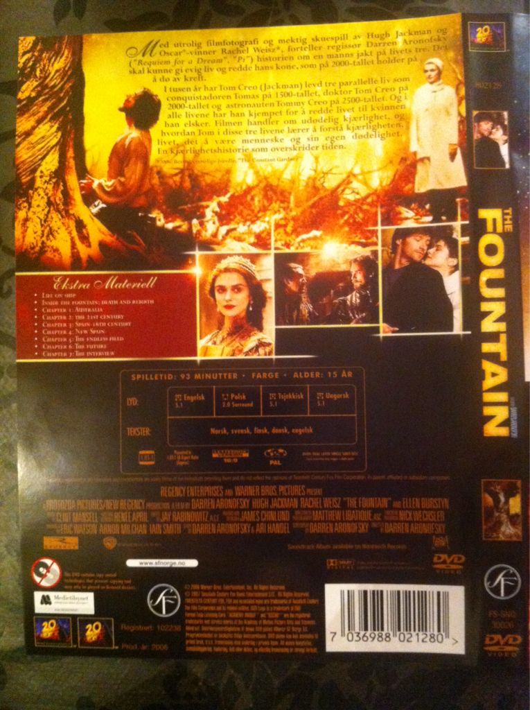 The Fountain DVD movie collectible [Barcode 7036988021280] - Main Image 2