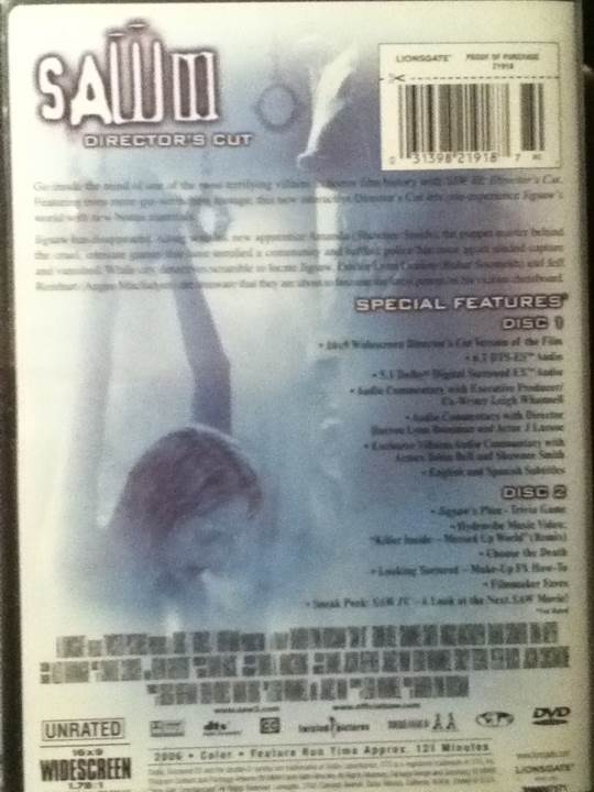 Saw III DVD movie collectible [Barcode 031398219187] - Main Image 2