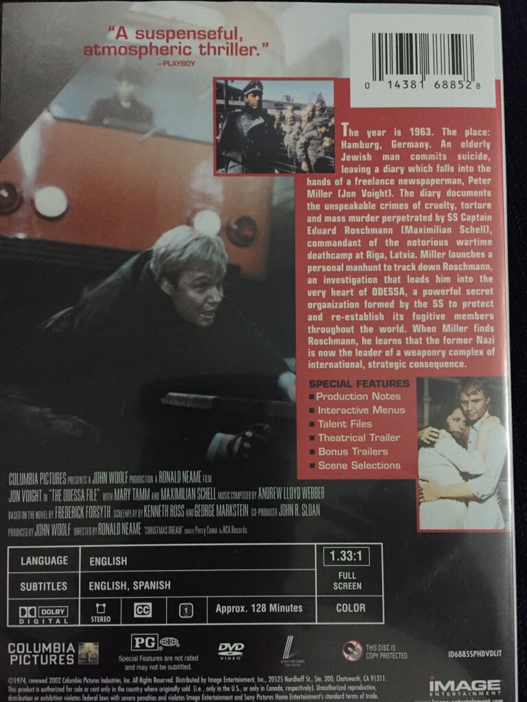 Odessa File, The Digital Copy movie collectible [Barcode 014381688528] - Main Image 2