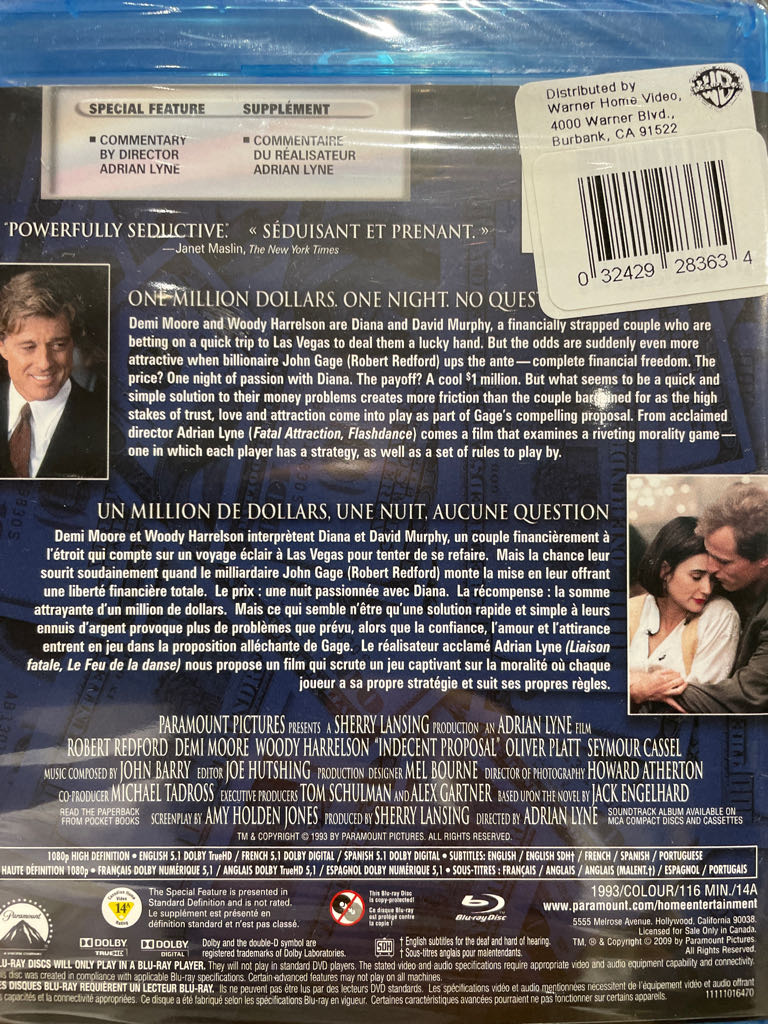 Indecent Proposal Fandango at Home movie collectible [Barcode 097361432045] - Main Image 2