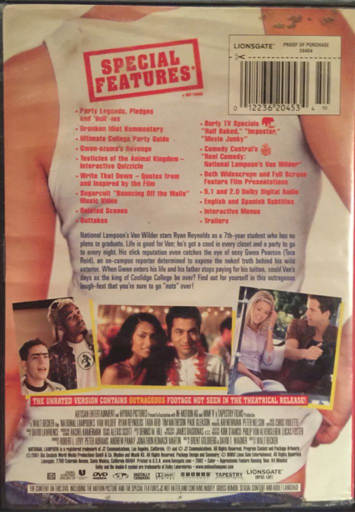 VAN WILDER (DVD) (UR/FF & WS/SPAN SUB/ENG/ENG SUB/5.1 & 2.0) DVD movie collectible [Barcode 012236204534] - Main Image 2