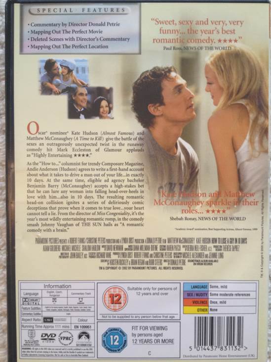 How to Lose a Guy in 10 Days DVD movie collectible [Barcode 5014437831132] - Main Image 2