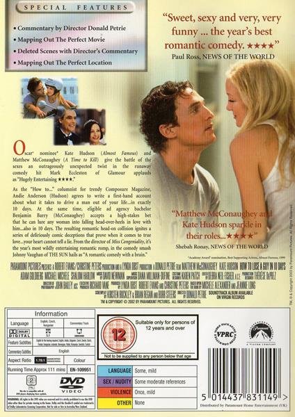 How to Lose a Guy in 10 Days DVD movie collectible [Barcode 5014437831149] - Main Image 2