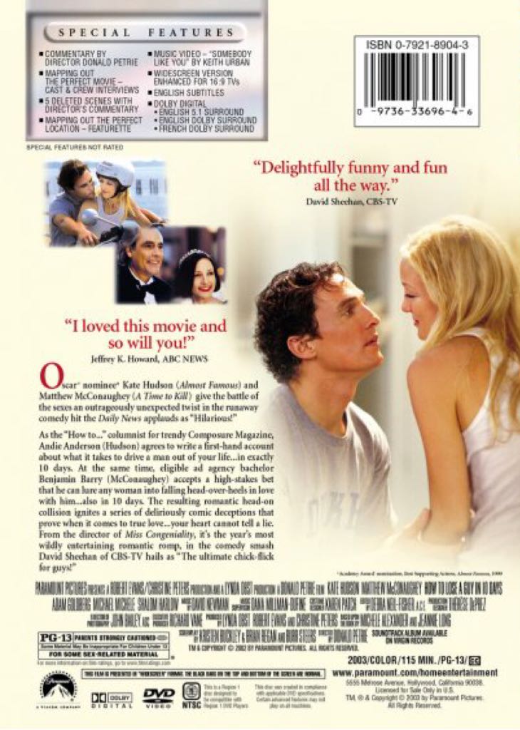 How to Lose a Guy in 10 Days DIVX movie collectible [Barcode 883929306084] - Main Image 2