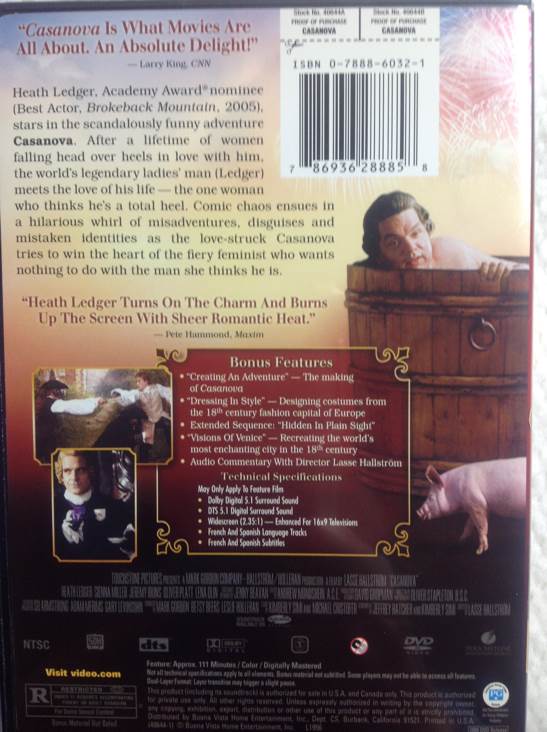 Casanova DVD movie collectible [Barcode 786936288858] - Main Image 2