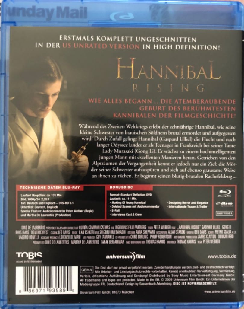 Hannibal Rising Digital Copy movie collectible [Barcode 886971935899] - Main Image 2