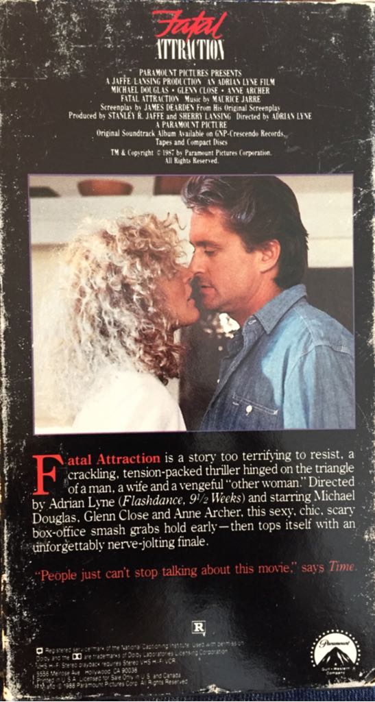 Fatal Attraction VHS movie collectible [Barcode 037757217627] - Main Image 2