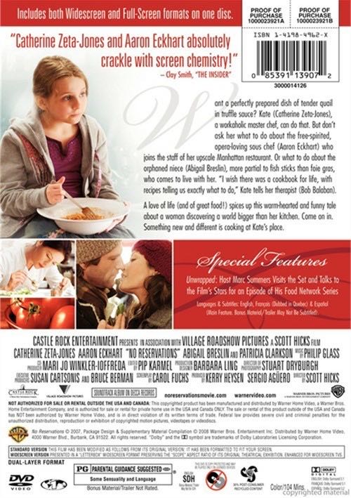 No Reservations DVD-R movie collectible [Barcode 062702000078] - Main Image 2