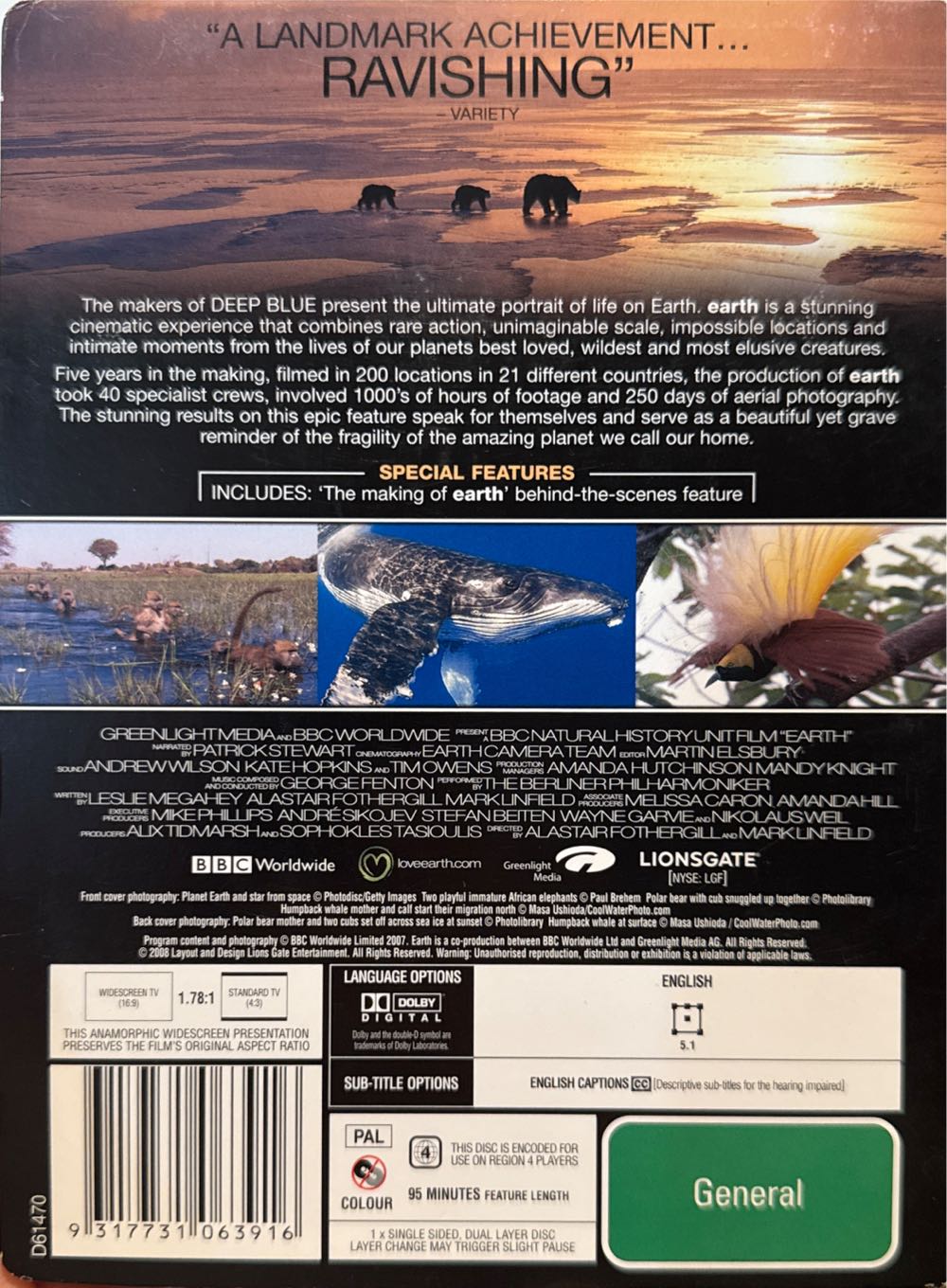 Earth : Patrick Stewart DVD movie collectible [Barcode 9317731063916] - Main Image 2