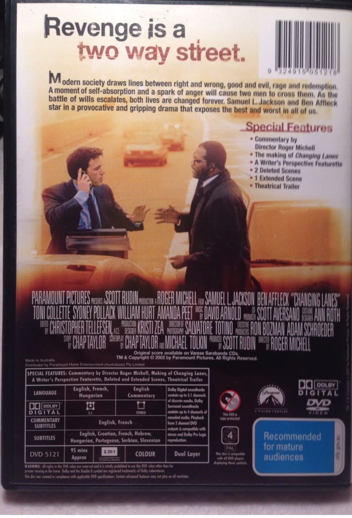 Changing Lanes DVD movie collectible [Barcode 9324915051218] - Main Image 2