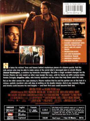 The Bone Collector DVD movie collectible [Barcode 8712609070101] - Main Image 4