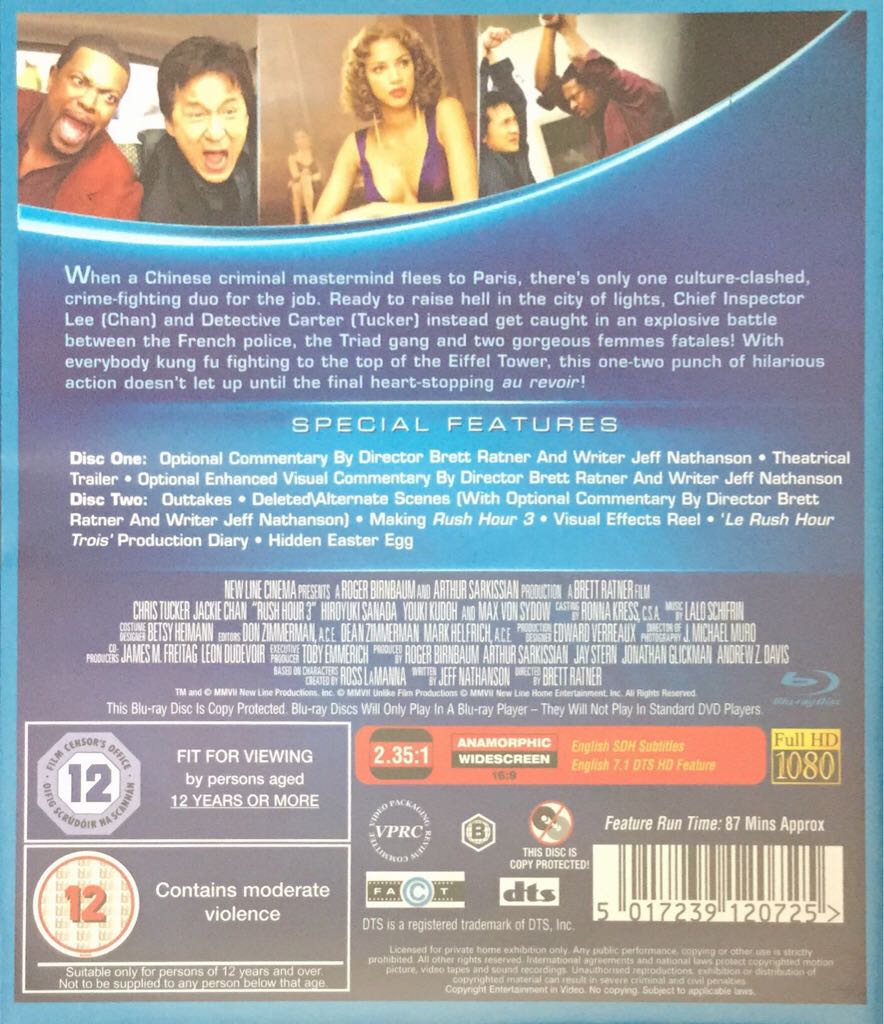 Rush Hour 3 Blu-ray movie collectible [Barcode 5017239120725] - Main Image 2