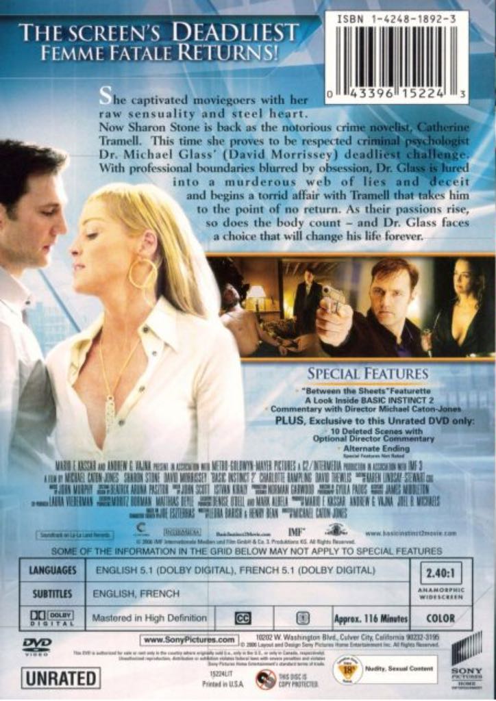 Basic Instinct 2 DVD movie collectible [Barcode 043396152267] - Main Image 2