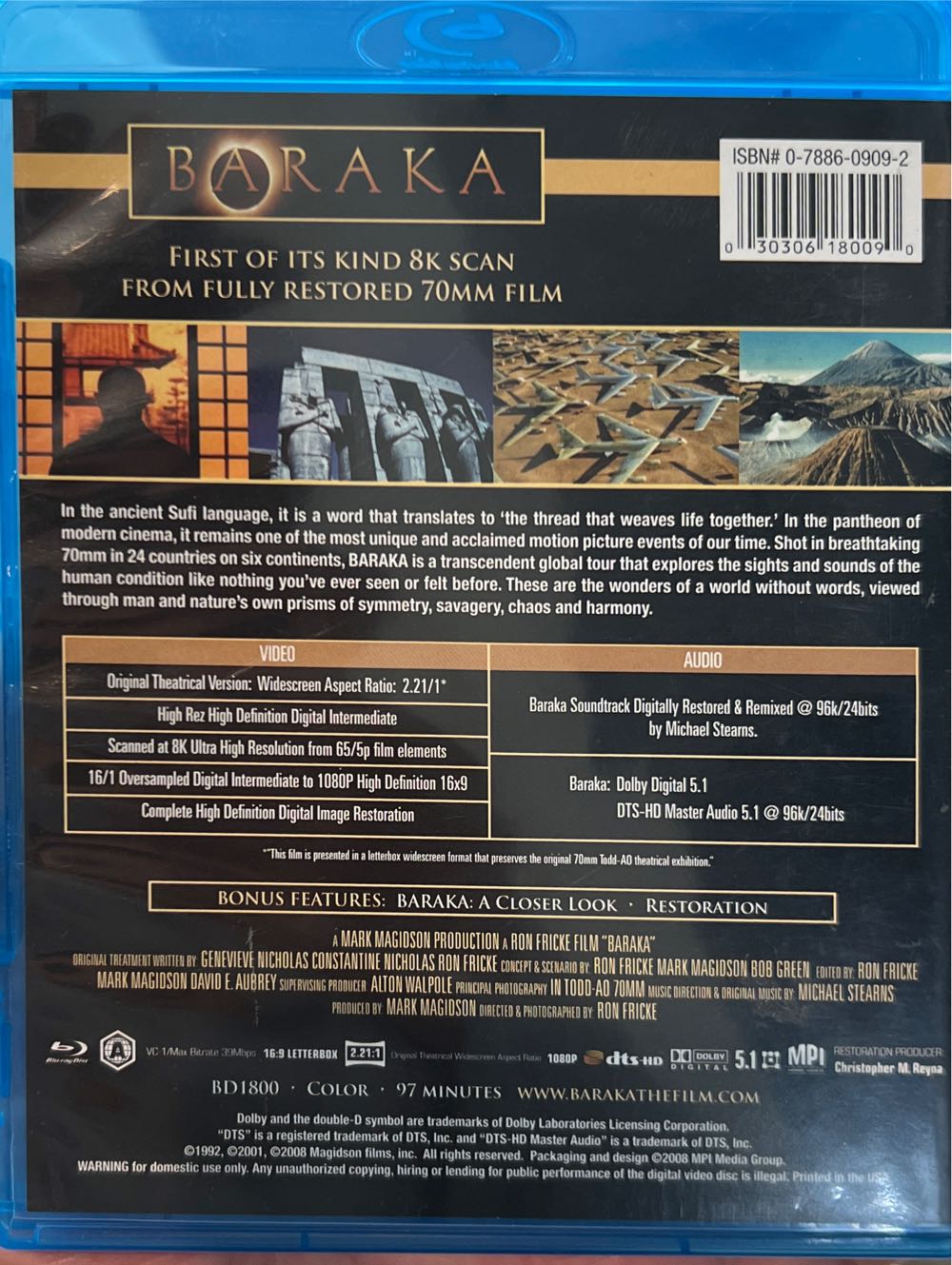 Baraka Blu-ray movie collectible [Barcode 0030306180090] - Main Image 2
