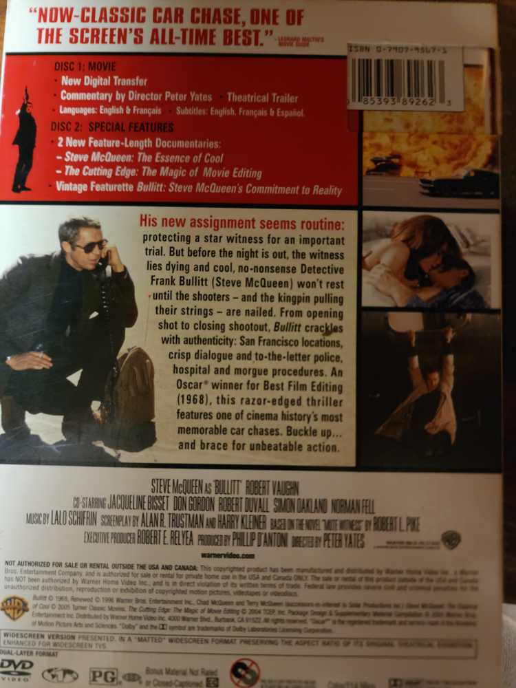 Bullitt (2 Disc Special Edition In Slip Cover) DVD movie collectible [Barcode 085393892623] - Main Image 3