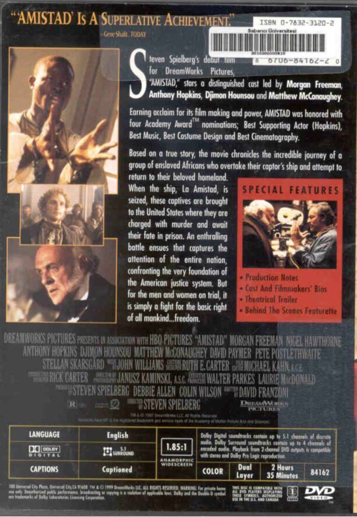 Steven Spielberg: Amistad DVD movie collectible [Barcode 667068466928] - Main Image 2
