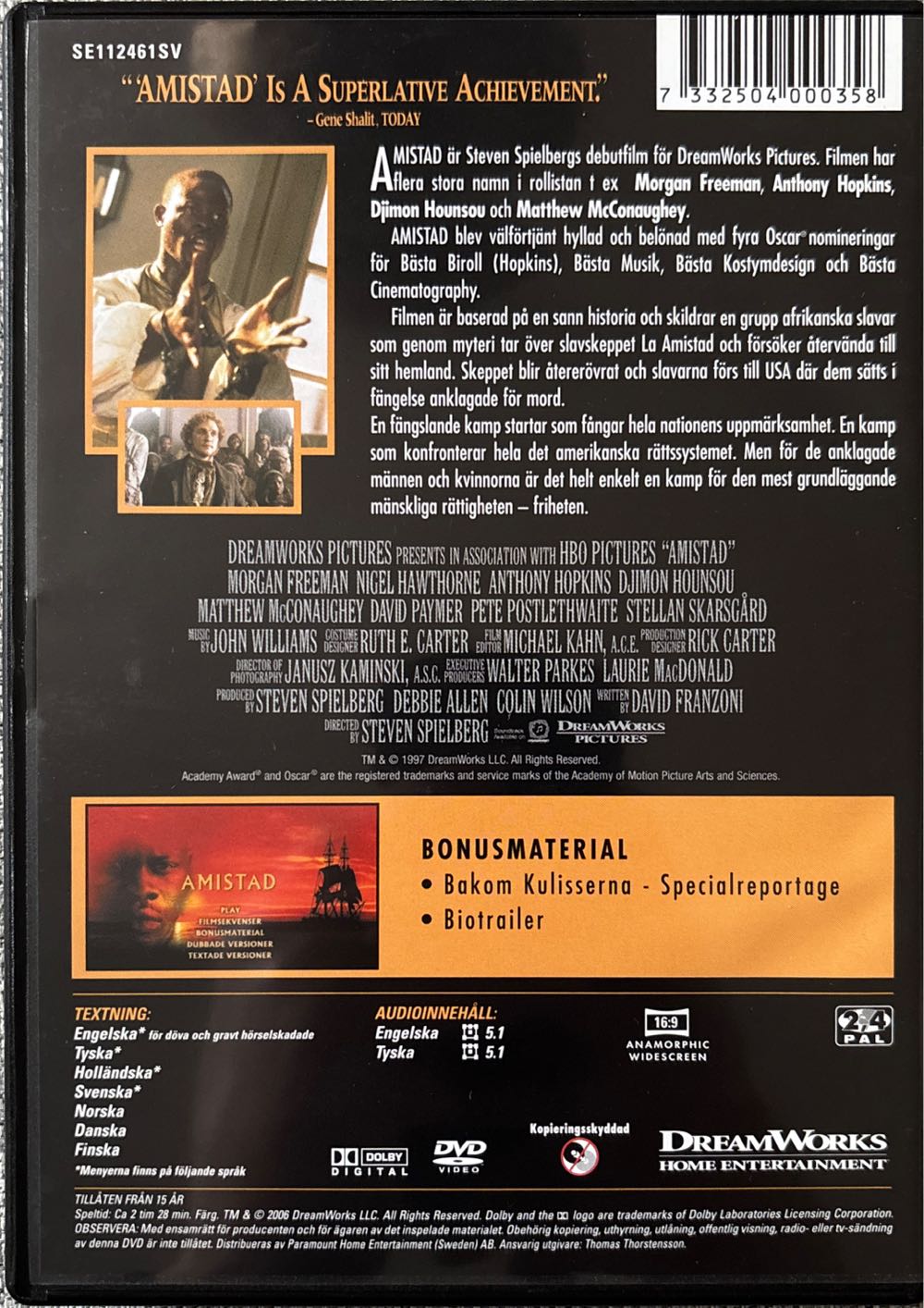 Amistad DVD movie collectible [Barcode 7332504000358] - Main Image 2