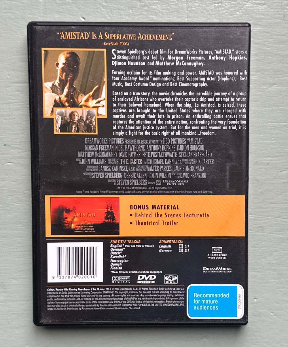 Amistad (1997) DVD DVD movie collectible [Barcode 9337874020010] - Main Image 2