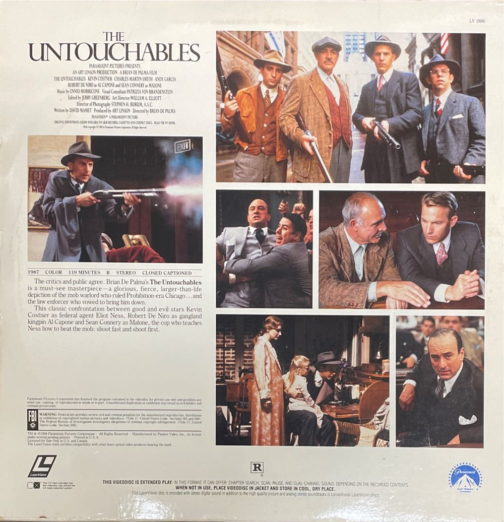 The Untouchables Laser Disc movie collectible [Barcode 5022626344516] - Main Image 2