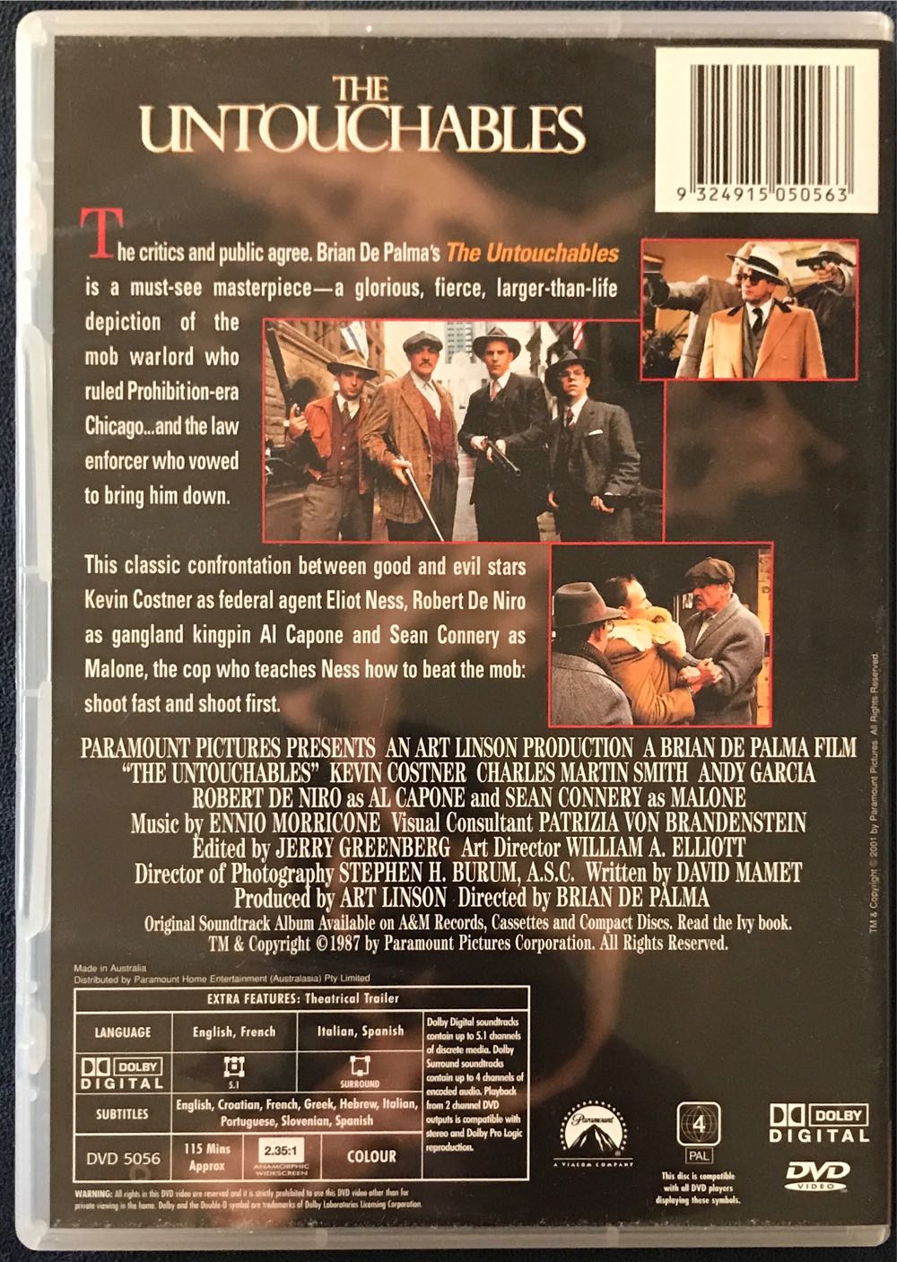 Untouchables, The DVD movie collectible [Barcode 9324915050563] - Main Image 2