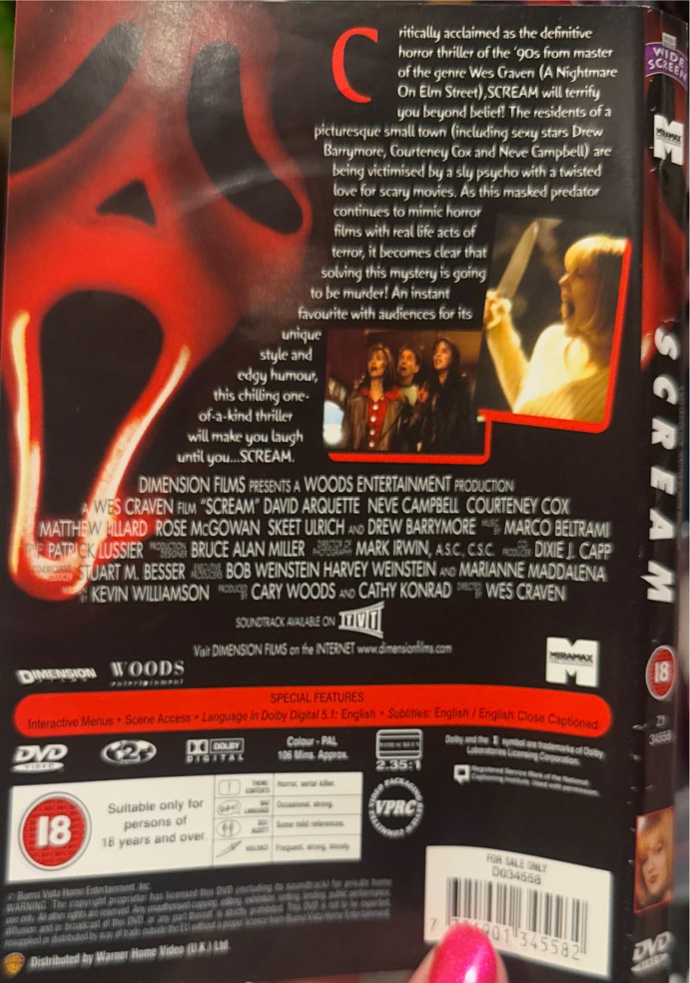 Scream (1) DVD movie collectible [Barcode 7321901345582] - Main Image 2