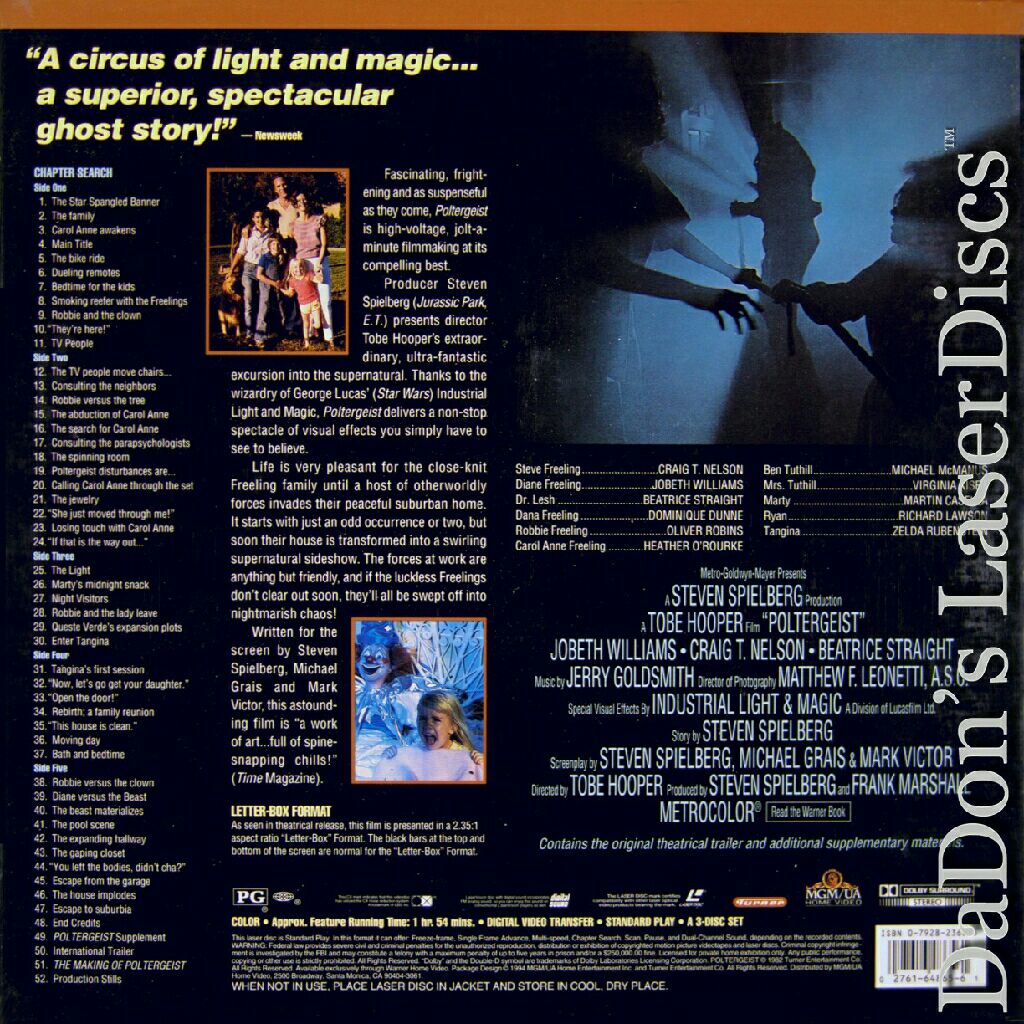 Poltergeist (1982) Laser Disc movie collectible [Barcode 027616163967] - Main Image 2