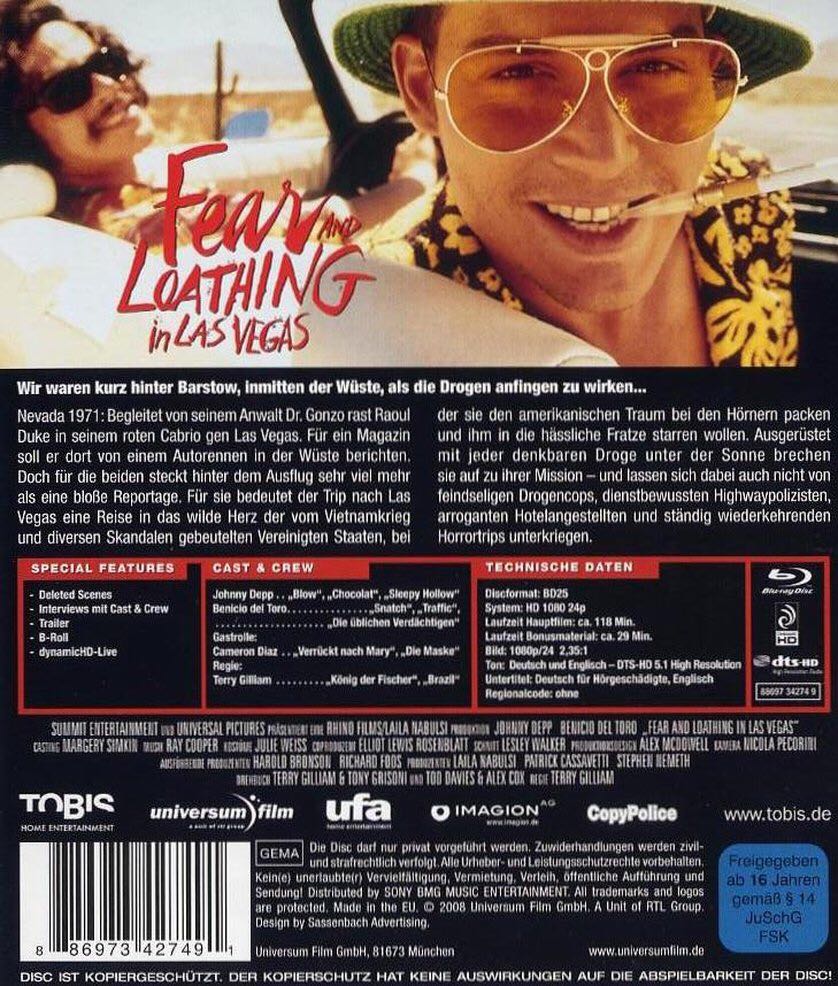 Fear and Loathing in Las Vegas Blu-ray movie collectible [Barcode 5050582766264] - Main Image 2