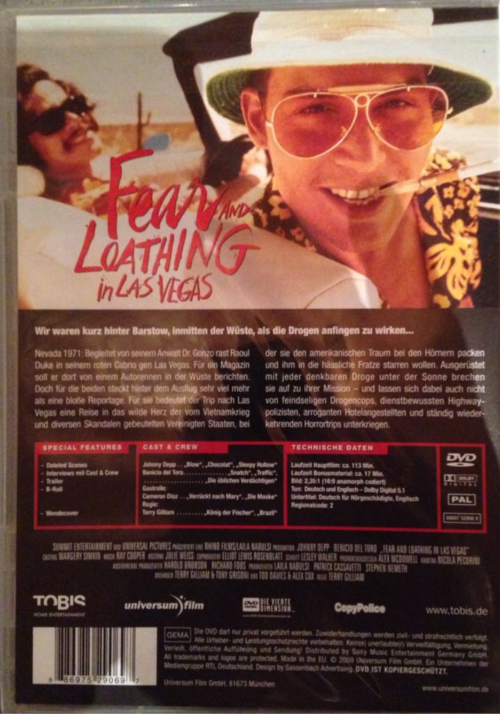 Fear and Loathing in Las Vegas Digital Copy movie collectible [Barcode 886975290697] - Main Image 2
