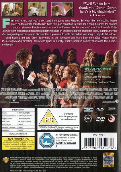 Music and Lyrics DVD movie collectible [Barcode 7321902132914] - Main Image 2