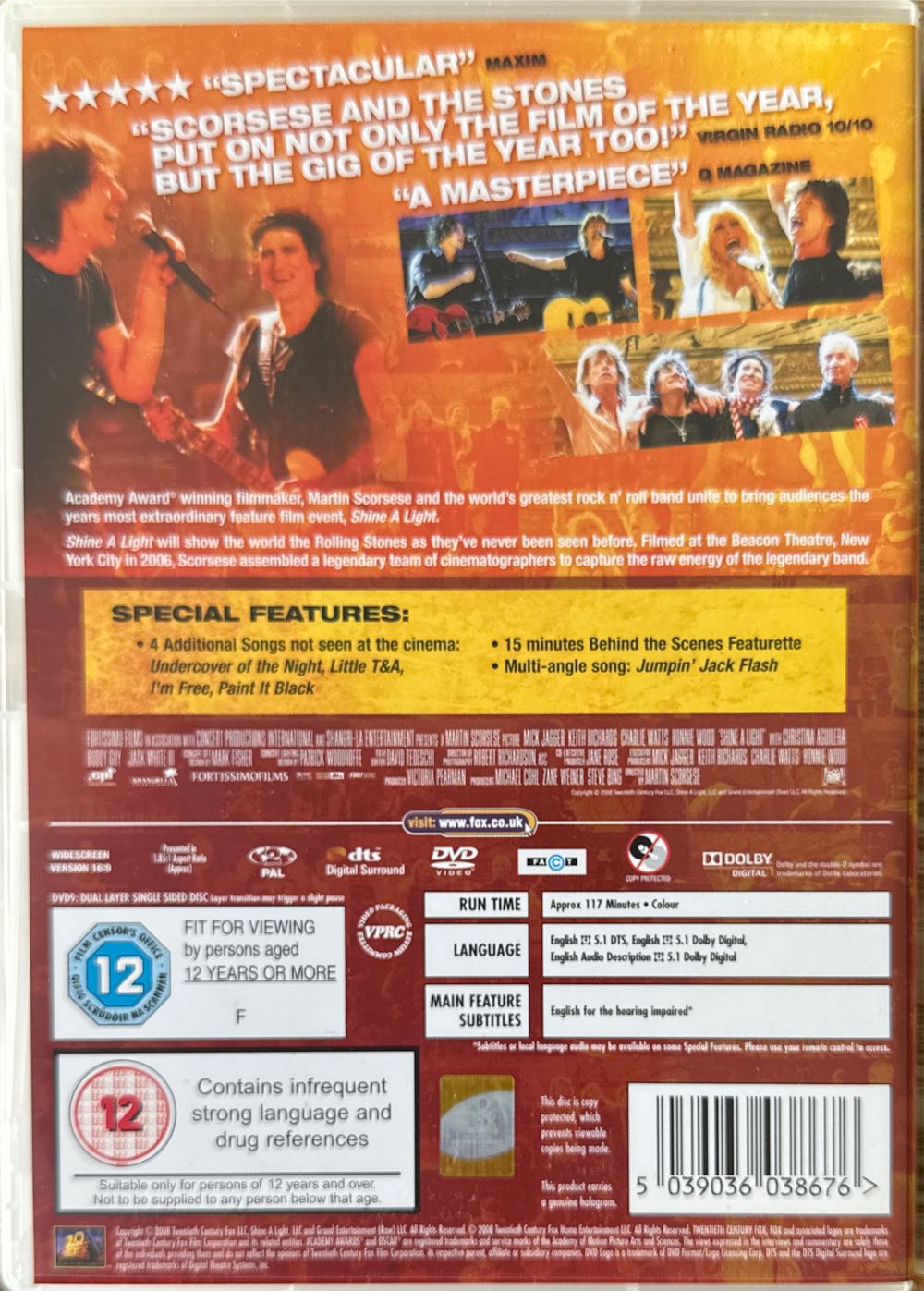 Stones Scorsese - Shine A Light DVD movie collectible [Barcode 5039036038676] - Main Image 2