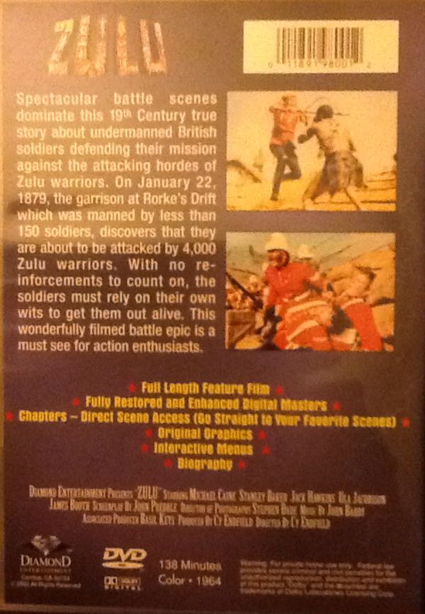 Zulu Digital Copy movie collectible [Barcode 011891980012] - Main Image 2