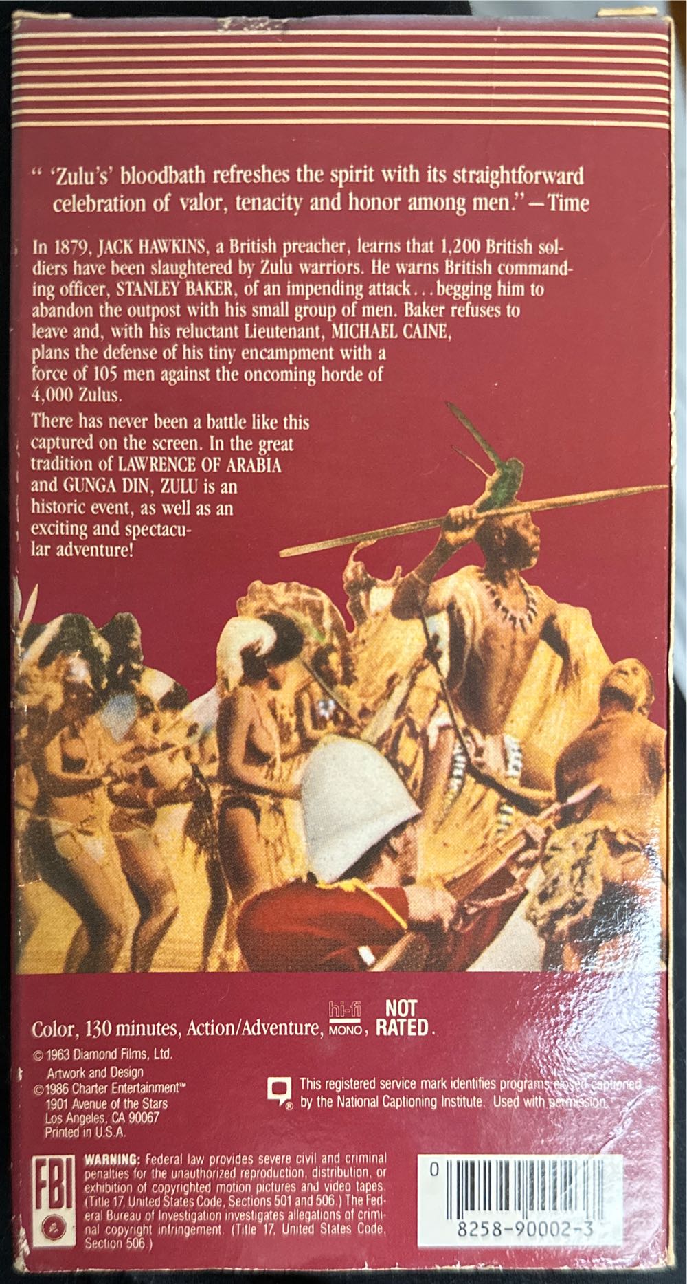 Zulu (1963) VHS movie collectible [Barcode 082589000237] - Main Image 2