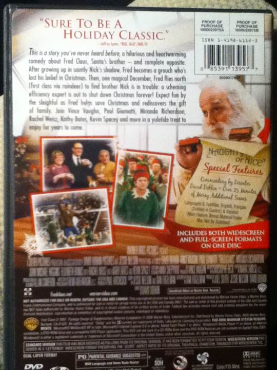 Fred Claus DVD movie collectible [Barcode 085391139577] - Main Image 2
