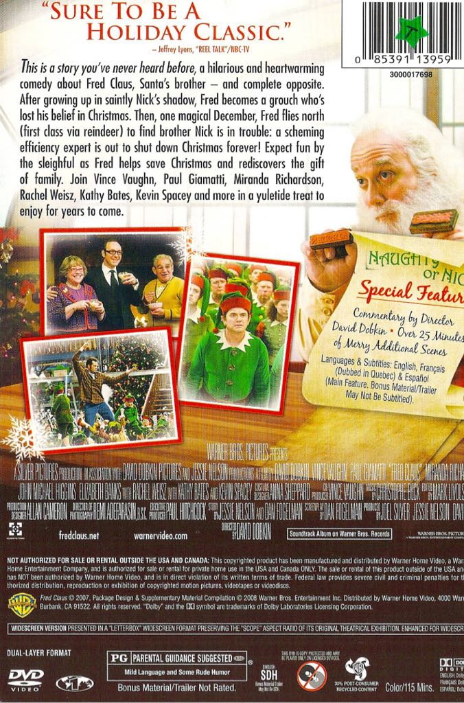Fred Claus DVD movie collectible [Barcode 883929048397] - Main Image 2
